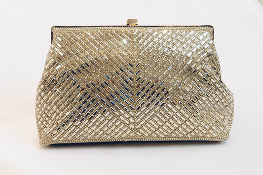 Gold Chevron Clutch
