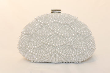 White Beaded Mermaid Clutch