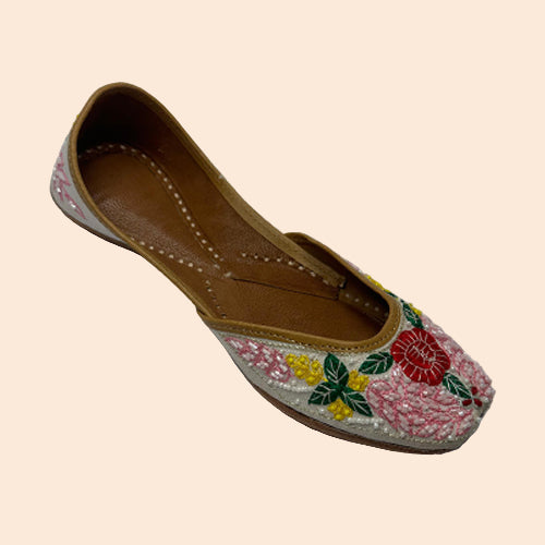 Upper White Cotton Fabricated on Leather KKTW1010