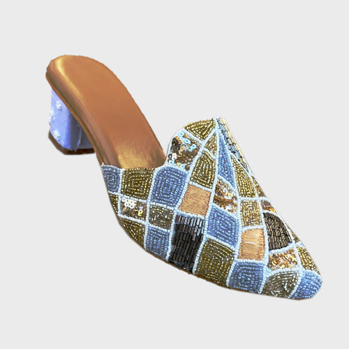 Embroidered Mules In Heels For Women