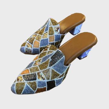 Embroidered Mules In Heels For Women