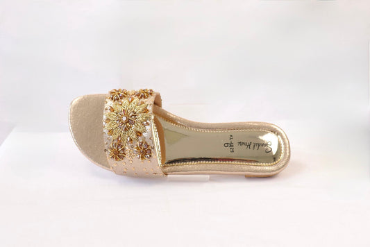 Gold Floral Flats KL4025