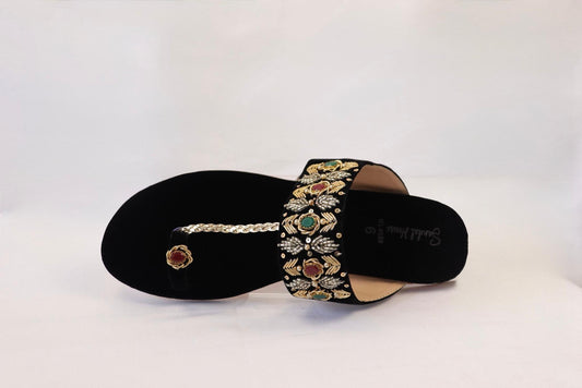 Black Kolhapuri Embellished KL4028