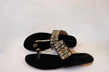 Black Kolhapuri Embellished KL4028